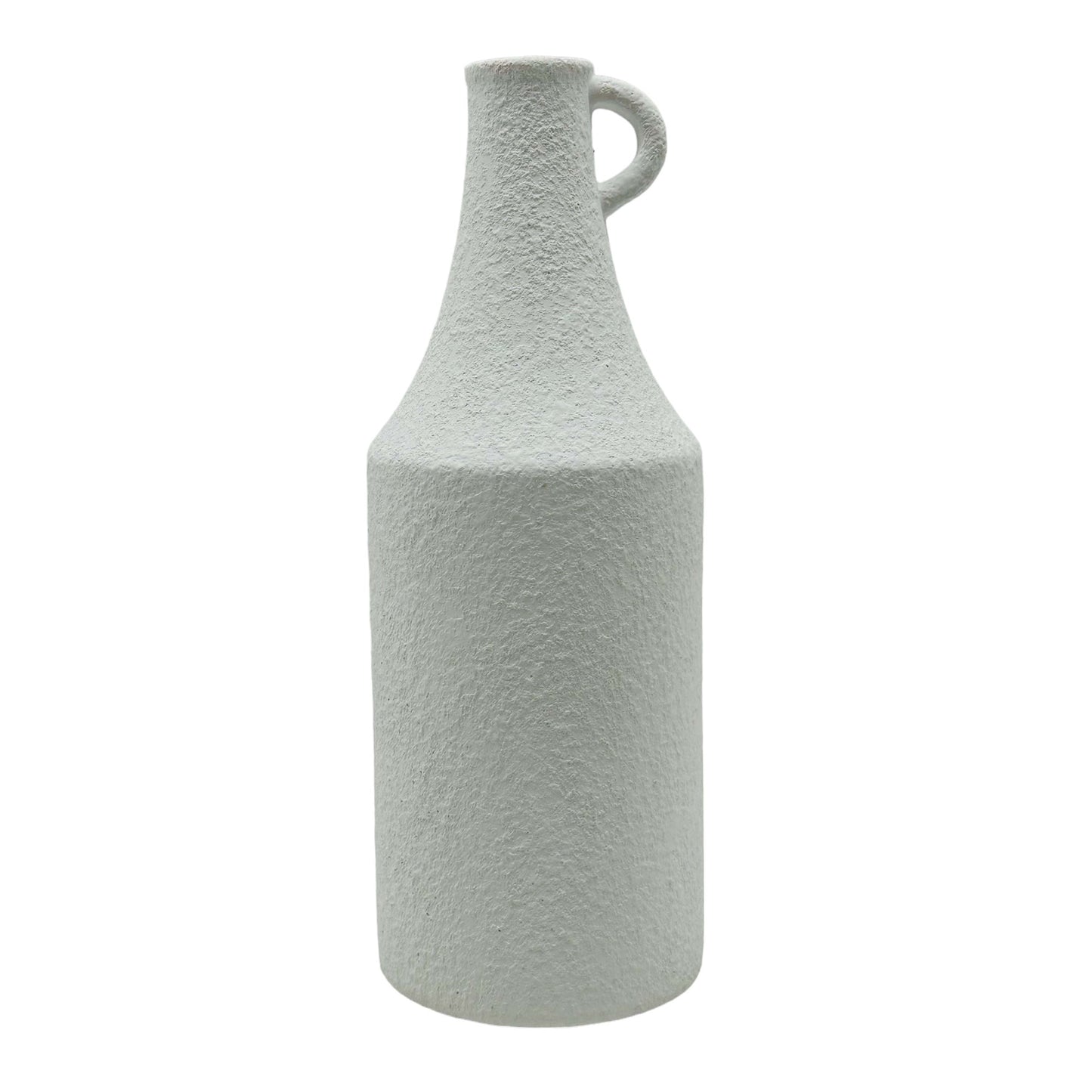 12" Rough Texture Bottle Vase, White