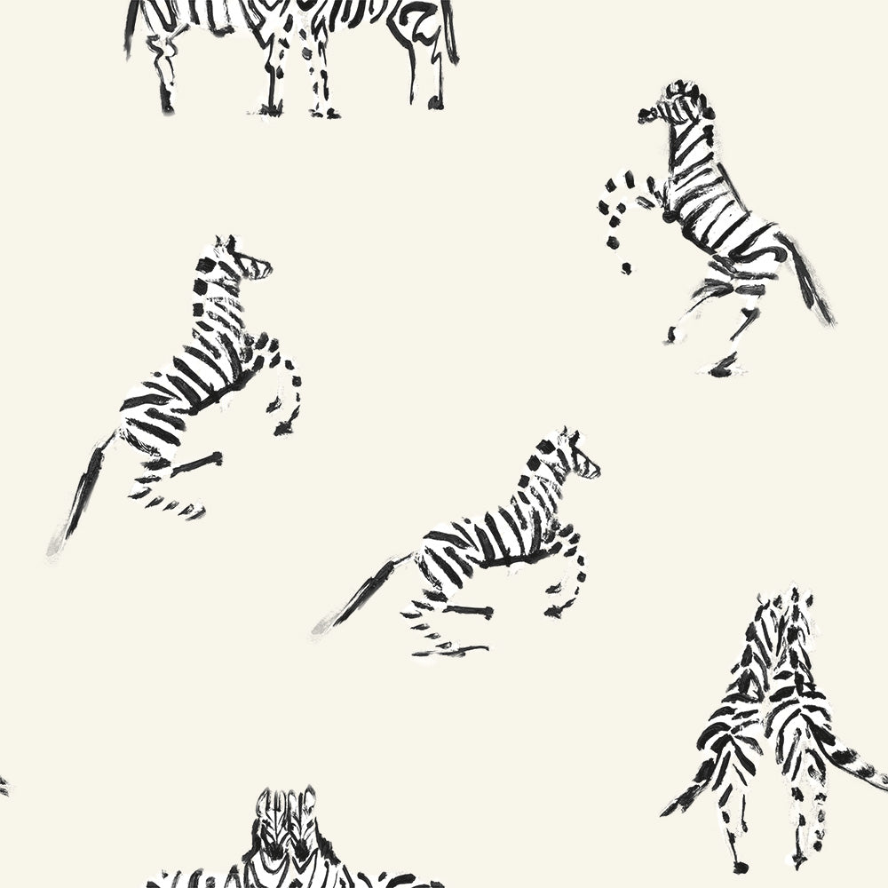 Zebras in Love Peel + Stick Wallpaper - Waverly White