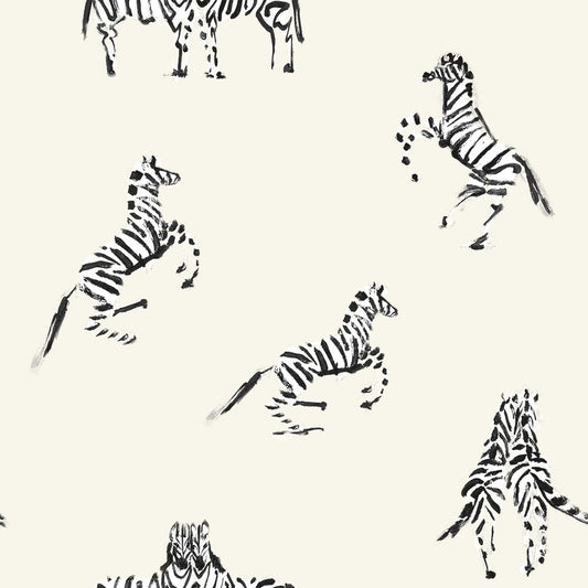 Zebras in Love Peel + Stick Wallpaper - Waverly White